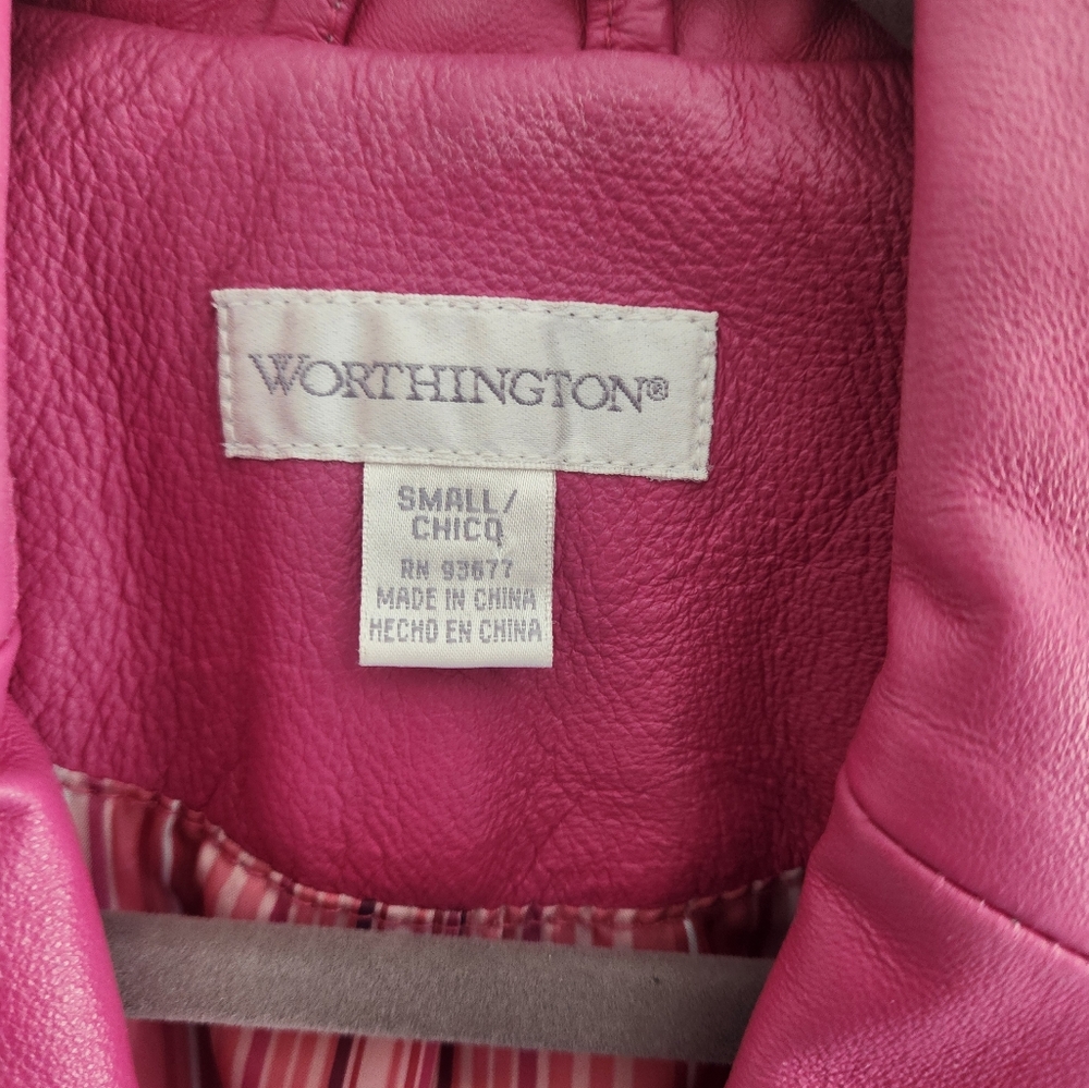 Worthington Women's Small Pink Leather Blazer - Picture 3 of 4